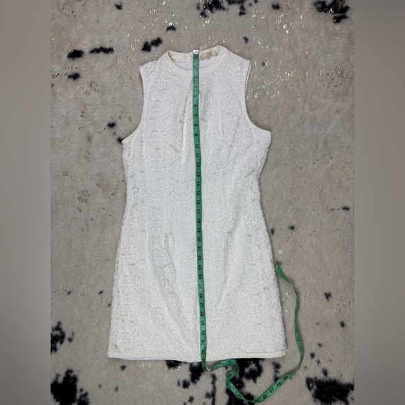 Rebellion White Lace High Neck Sleeveless Bride Mini Dress Size Medium - Picture 3 of 8